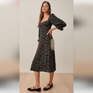 Reformation Enid Elegant Black Floral Dress Size 2 NWOT